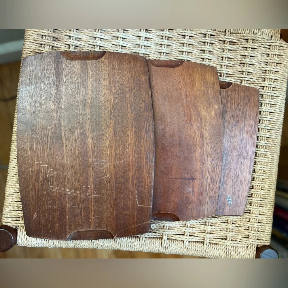 Vintage Mid Century Modern Teak & Cork Trivets (Set of 3) | Japan | MCM Hot Pads